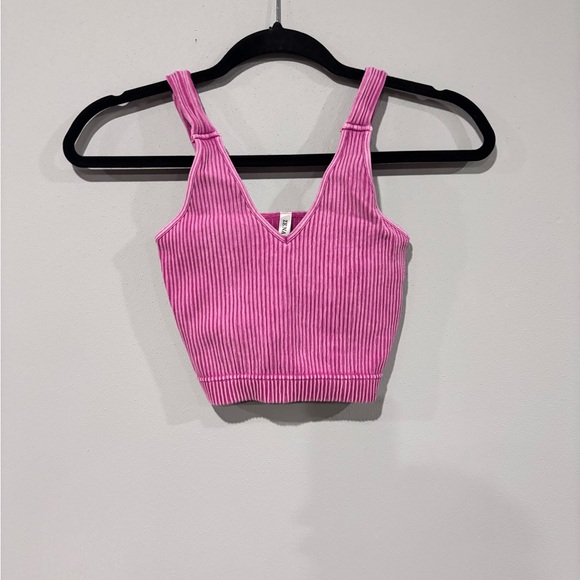 Zenana Outfitters Vivid Pink Ribbed Crop Top - Picture 5 of 5